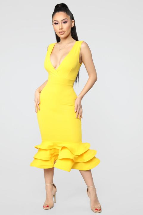 Fashion nova shop mustard yellow dress