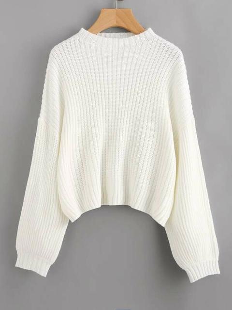 Drop Shoulder Lantern Sleeve Sweater