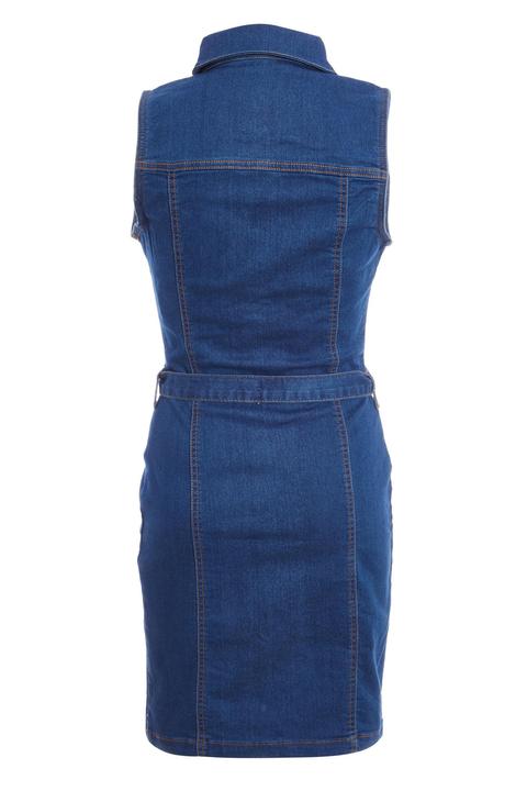 quiz blue denim button front dress