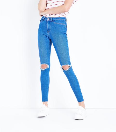 blue ripped high waist super skinny hallie jeans