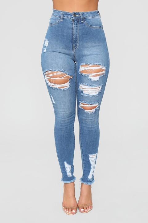 blue distressed jeans