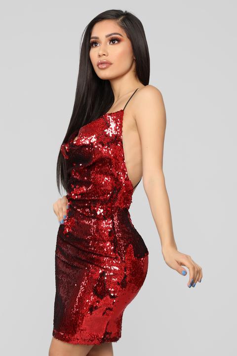 red sequin dress fashion nova