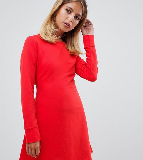 Vestido Estilo Sudadera En Rojo Con Cintura Anudada De Missguided