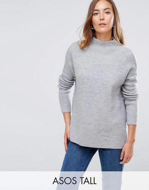 Asos Tall Chunky Jumper With Turtle Neck In Fluffy Yarn