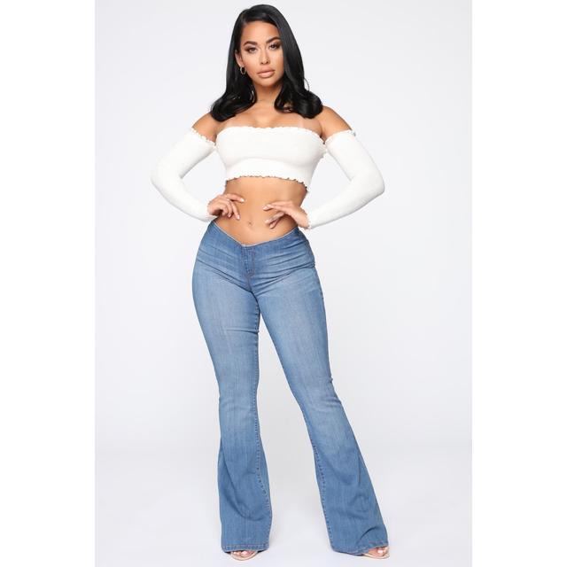 low rise flare jeans