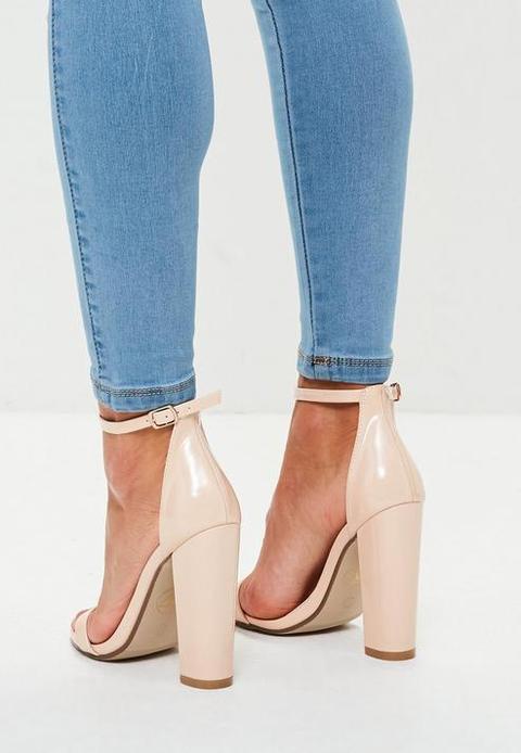 nude barely there block heels