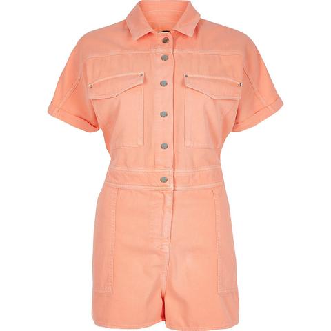 orange denim playsuit