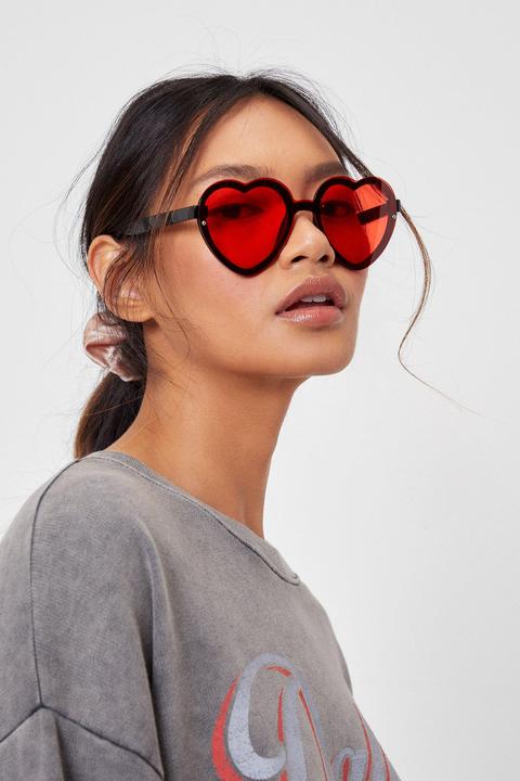 Womens Oversized Tinted Heart Glasses