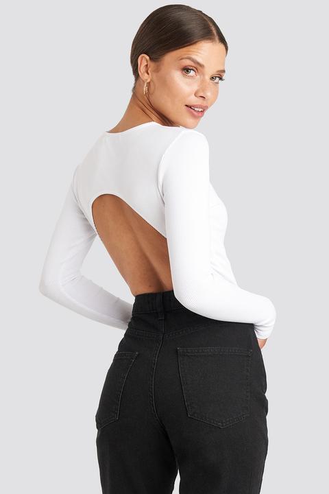 Na-kd Party Open Back Bodysuit - White