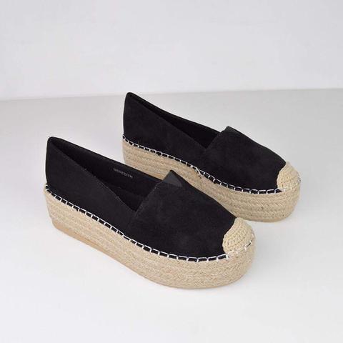 Meredith - Flatform Espadrille In Black