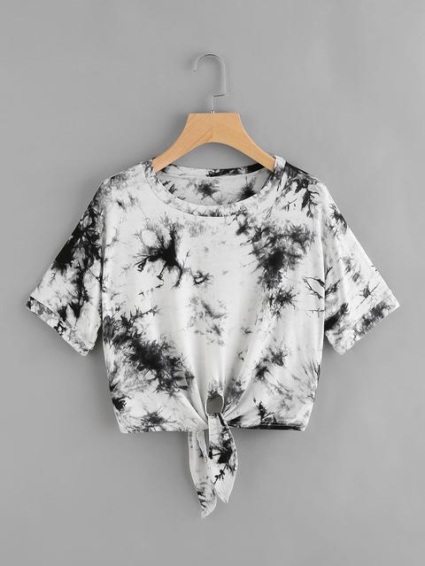 Water Color Knot Front Tee