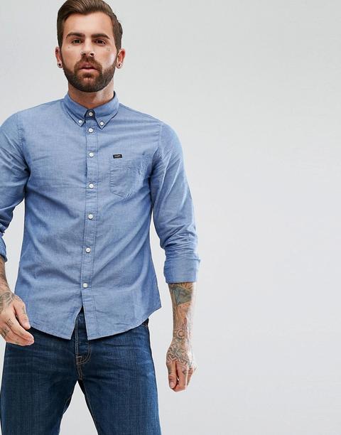 Lee Jeans Button Down Oxford Shirt - Blue