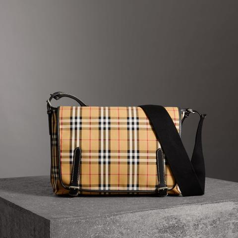 Burberry Nova Check Leather Trimmed Shoulder Bag