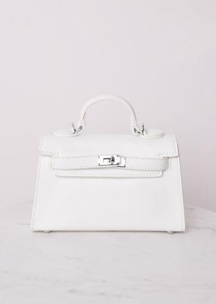 Faux Leather Mini Tote Bag White