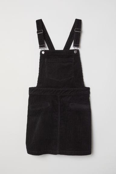 H & M - Corduroy Dungaree Dress - Black