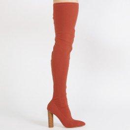 Dominique Long Boots In Clay Orange Stretch