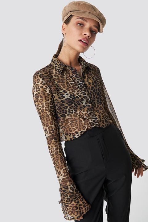 Na-kd Boho Chiffon Frill Sleeve Shirt - Multicolor