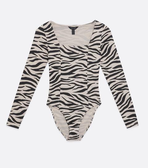 White Zebra Print Bodysuit New Look