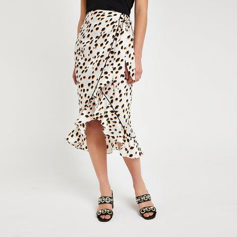 White spot ruffle midi skirt Clearance