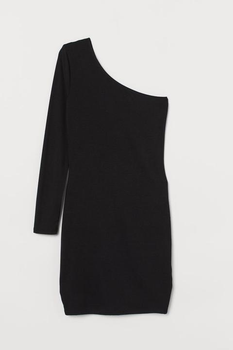 Robe À Bretelle Asymétrique - Noir