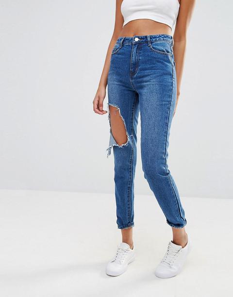 Vaqueros Con Rodillas Desgastadas Riot Mom De Missguided