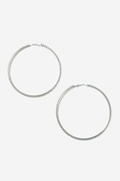 Large Rhinestone Hoop Earrings