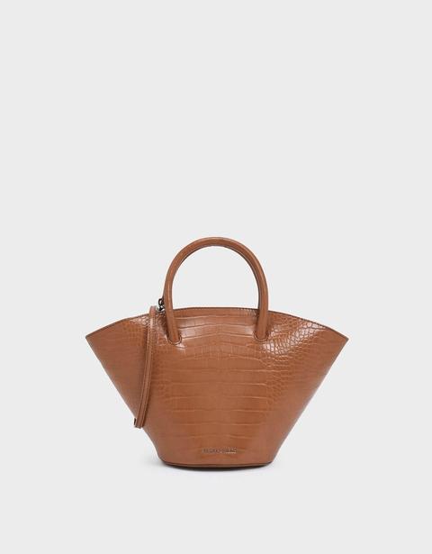 Croc-effect Trapeze Tote