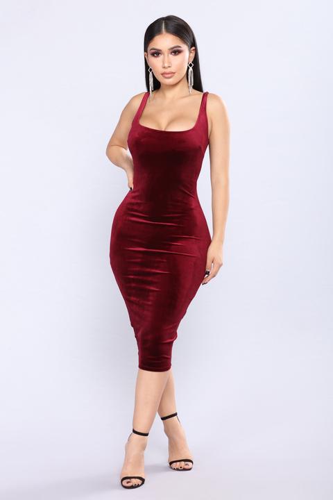 fashion nova red velvet dress