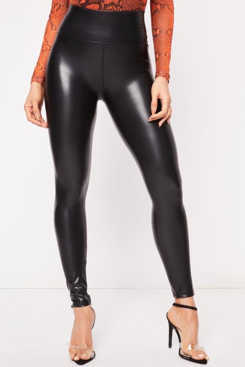 Tiffany Black High Waisted Pu Leggings