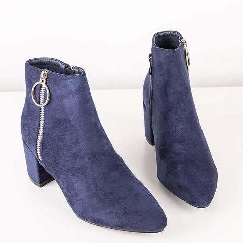 Alyna - Lateral Zip Ankle Boots In Blue