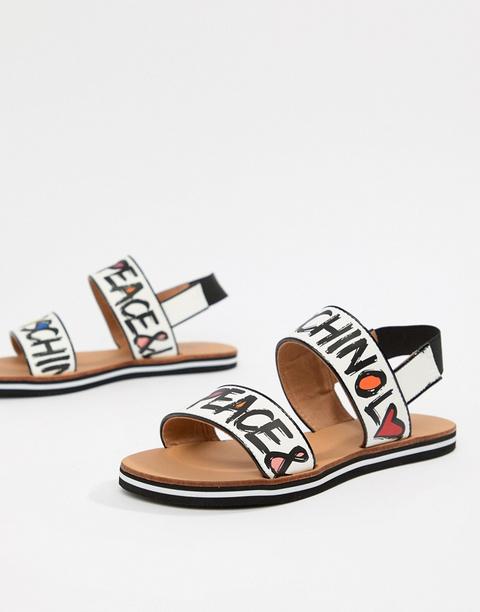 Sandalias Con Eslogan Y Grafiti De Love Moschino