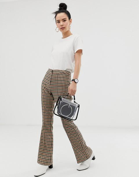 Asos Design - Pantaloni Slim A Zampa Chiari A Quadri - Multicolore