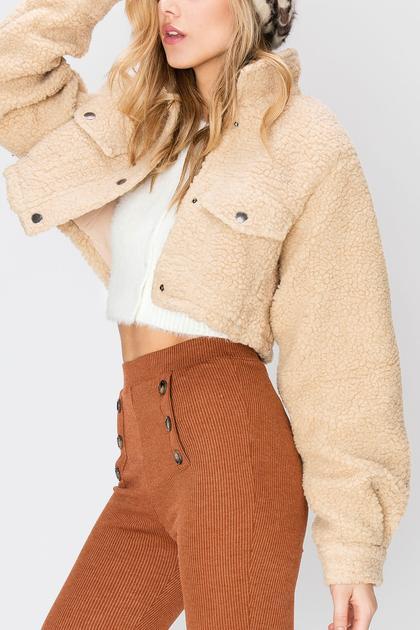 cropped teddy jacket