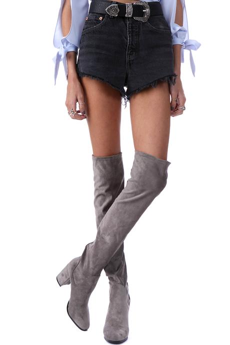 Frida Suede Knee High Boots // Stone