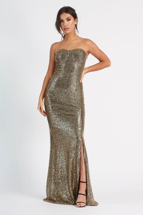 sequin Bandeau Fishtail Maxi Dress By 