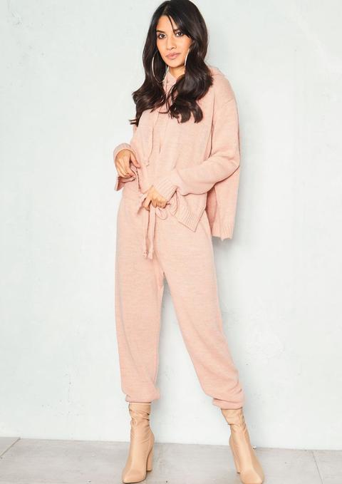 Jenny Pink Soft Knit Hooded Loungewear Set