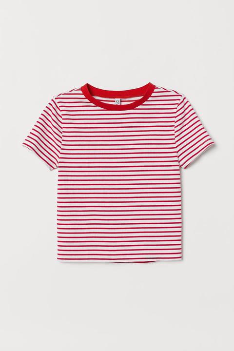 H & M - Camiseta De Canalé - Rojo