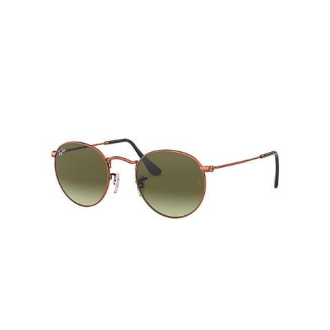 Round Metal Gafas De Sol Bronce/cobre Montura Verde Lentes 53-21