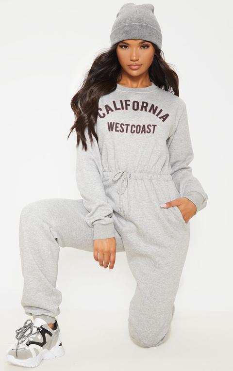 Grey California Long Sleeve Sweat Jumpsuit