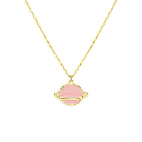 Saturn Necklace Rose Quartz - Joyas Online