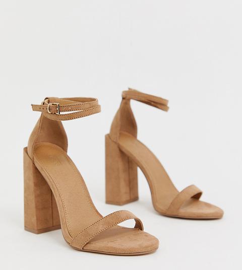 Asos Design - Highlight - Sandali Effetto Nudo Con Tacco Largo - Beige