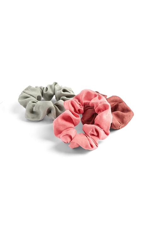 Pink Ad Grey Matt Scrunchies 3pk