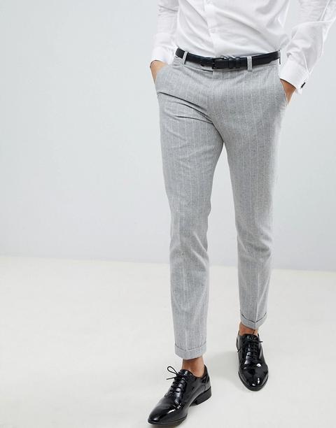 Next - Pantaloni Da Abito Skinny Grigi A Righe - Grigio