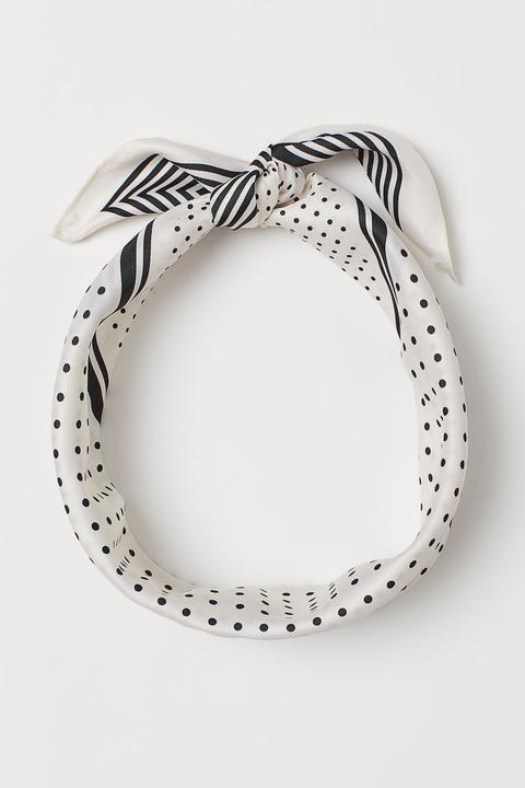 H & M - Patterned Scarf - White