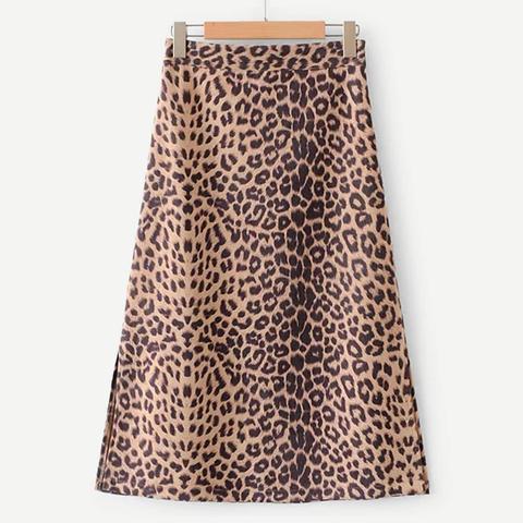 Falda De Ante Con Estampado De Leopardo