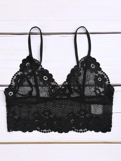 Black Sheer Floral Lace Bralet