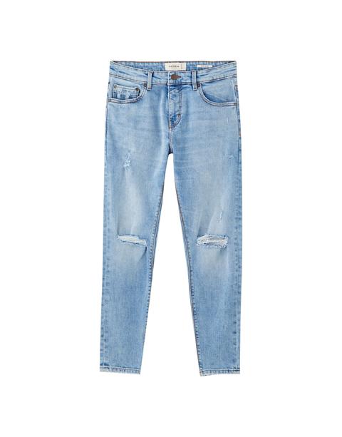Jeans Super Skinny Rotos Algodón