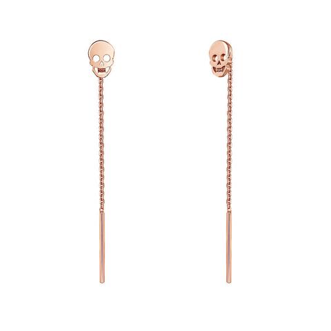 Pendientes Calavera Plata Recubierta Oro Rosa