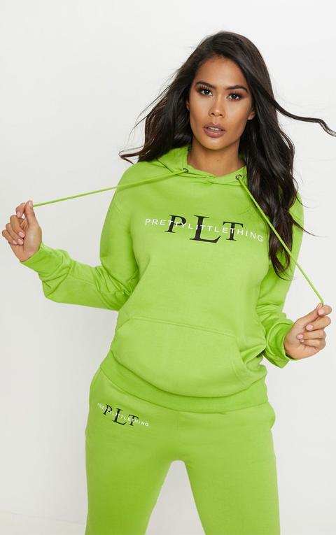 Prettylittlething Lime Printed Oversized Hoodie