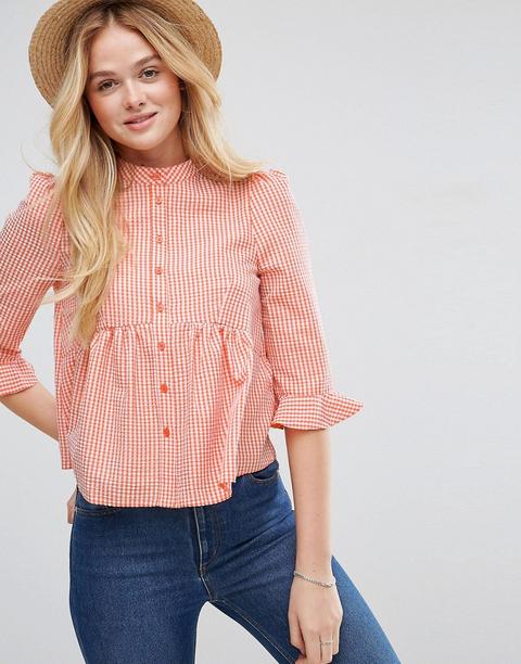 Asos - Camicia A Quadretti Con Peplo - Arancione